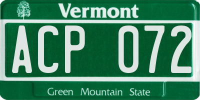VT license plate ACP072