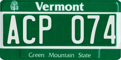 VT license plate ACP074