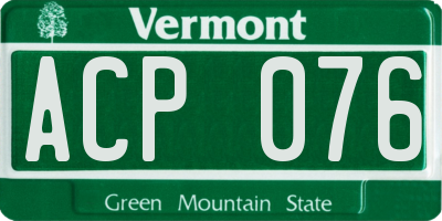 VT license plate ACP076