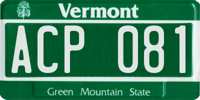 VT license plate ACP081