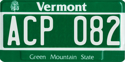 VT license plate ACP082