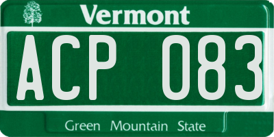 VT license plate ACP083