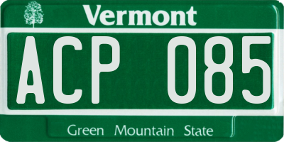 VT license plate ACP085
