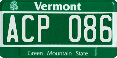 VT license plate ACP086