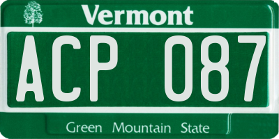 VT license plate ACP087