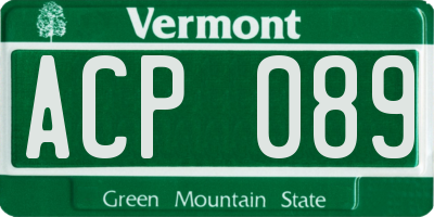 VT license plate ACP089