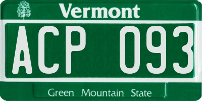 VT license plate ACP093