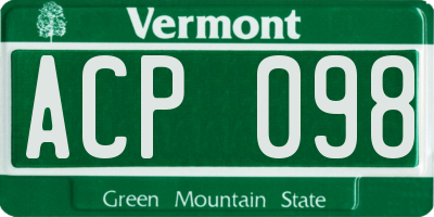 VT license plate ACP098