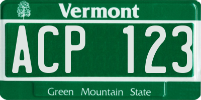 VT license plate ACP123