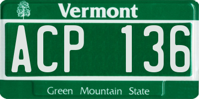 VT license plate ACP136