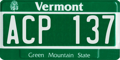 VT license plate ACP137