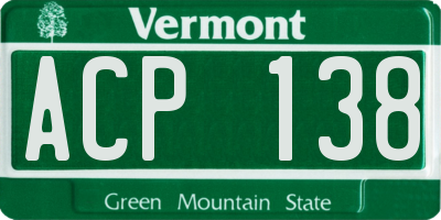 VT license plate ACP138