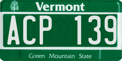 VT license plate ACP139