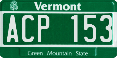 VT license plate ACP153