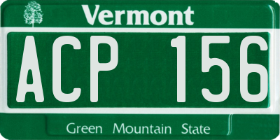 VT license plate ACP156