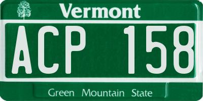 VT license plate ACP158