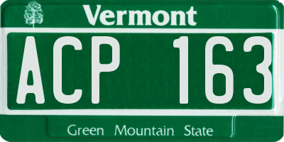 VT license plate ACP163
