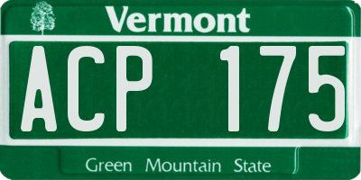 VT license plate ACP175