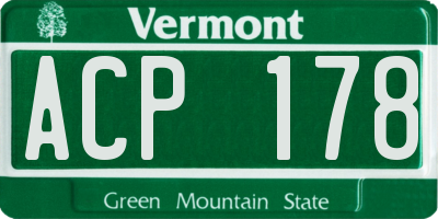 VT license plate ACP178