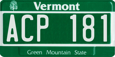 VT license plate ACP181