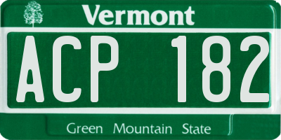 VT license plate ACP182