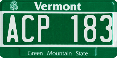 VT license plate ACP183