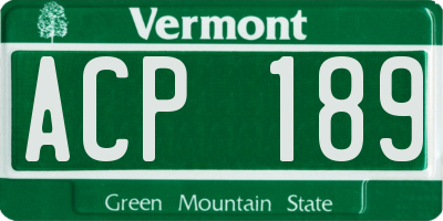 VT license plate ACP189