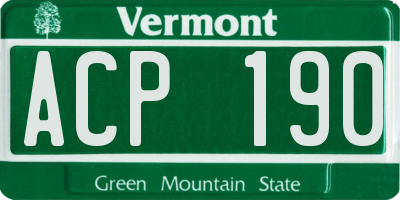 VT license plate ACP190