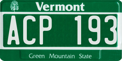 VT license plate ACP193