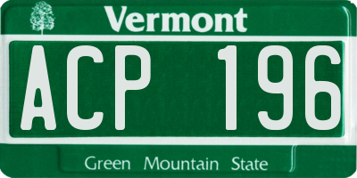 VT license plate ACP196