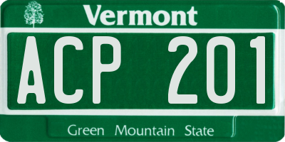 VT license plate ACP201