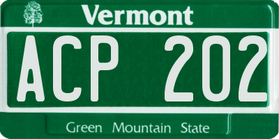 VT license plate ACP202