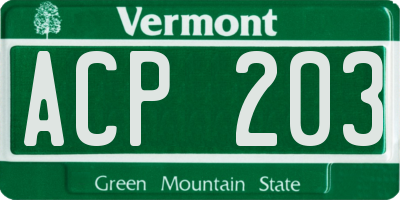 VT license plate ACP203