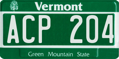 VT license plate ACP204