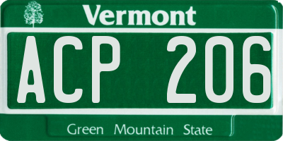 VT license plate ACP206