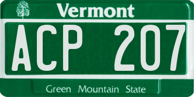 VT license plate ACP207