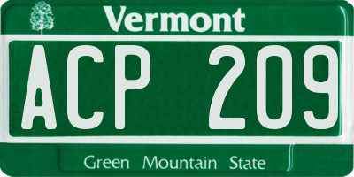 VT license plate ACP209