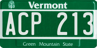 VT license plate ACP213