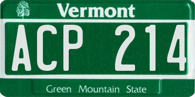 VT license plate ACP214