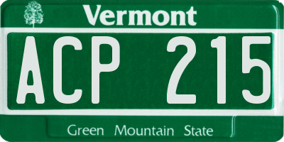 VT license plate ACP215