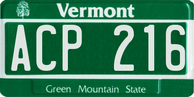 VT license plate ACP216