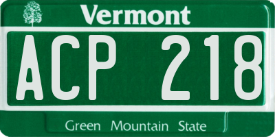 VT license plate ACP218