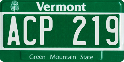 VT license plate ACP219