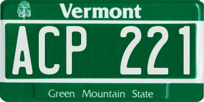 VT license plate ACP221