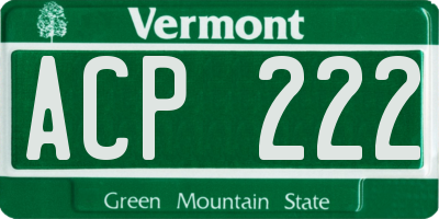 VT license plate ACP222