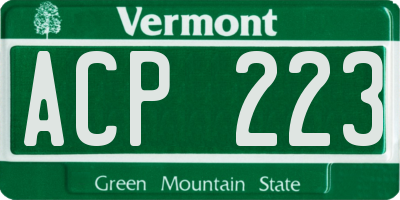 VT license plate ACP223
