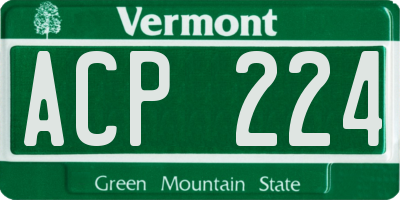 VT license plate ACP224