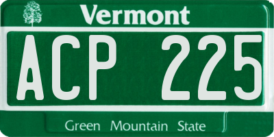 VT license plate ACP225