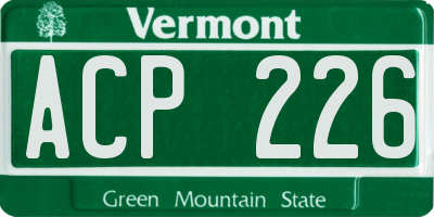 VT license plate ACP226