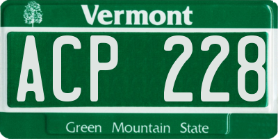 VT license plate ACP228